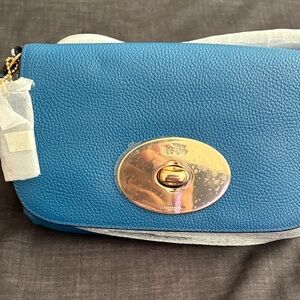 Coach Blue Crossbody Bag with Gold Accent